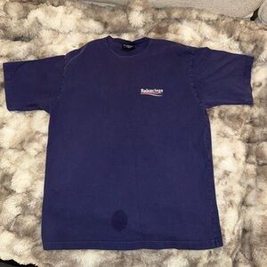 Balenciaga Navy Blue Short Sleeve Logo Tee